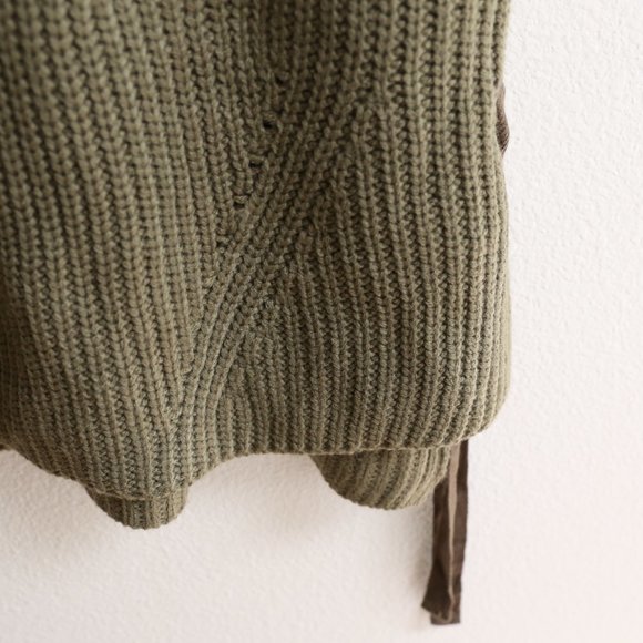 Monteau Los Angelos Olive Green Mock Neck Sleeveless Knit Sweater Vest M - Picture 6 of 9